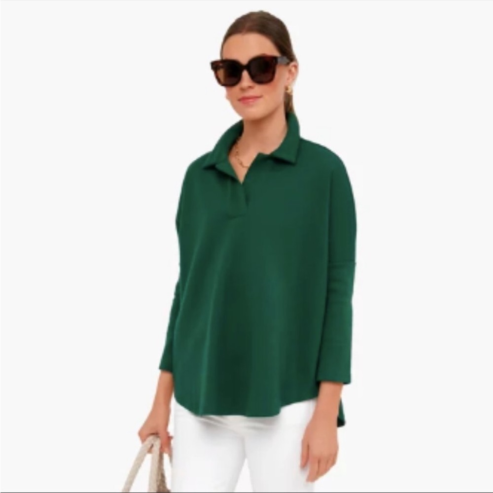 Tuckernuck Pomander Place Jaguar Green Easy Polo Swing Sweatshirt, M/L